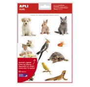 Apli Gomets Tematicos Realistas de Mascotas - 132 Gomets en 12 Hojas - Adhesivo Removible - Ideal para Desarrollar Habilidades Motoras - Normas EN-71 y FSC - 100% Reciclables - Coloridos