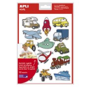 Apli Gomets Tematicos Transportes - 180 Gomets en 12 Hojas - Adhesivo Removible - Ideal para Aprendizaje - Cumple Normas EN-71 y FSC - Adhesivo Base Agua - ECF - 100% Reciclables - Coloridos
