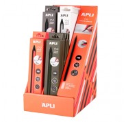 Apli Infinite Pencil Neon Expositor con 20 Packs de Lapiz Infinito HB + Mina de Recambio + Tapon Protector - Para Escribir hasta 16km - Colores Surtidos