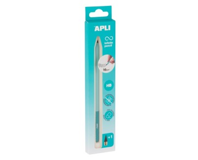 Apli Infinite Pencil Nordik Pack de Lapiz Infinito HB + Mina de Recambio + Tapon Protector - Para Escribir hasta 16km - Color Azul