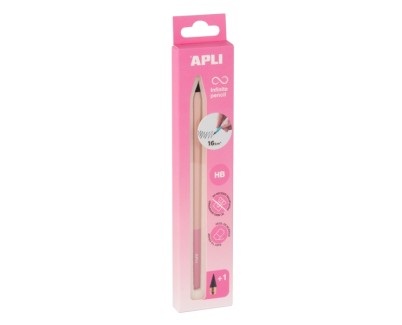 Apli Infinite Pencil Nordik Pack de Lapiz Infinito HB + Mina de Recambio + Tapon Protector - Para Escribir hasta 16km - Color Rosa