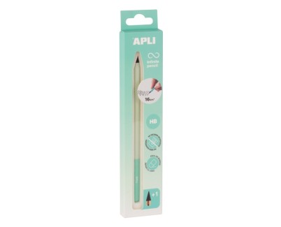 Apli Infinite Pencil Nordik Pack de Lapiz Infinito HB + Mina de Recambio + Tapon Protector - Para Escribir hasta 16km - Color Verde