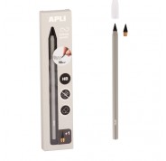 Apli Infinite Pencil Pack de Lapiz Infinito HB + Mina de Recambio + Tapon Protector - Para Escribir hasta 16km - Color Gris