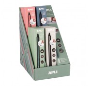 Apli Infinite Pencil Up North Expositor con 20 Packs de Lapiz Infinito HB + Mina de Recambio + Tapon Protector - Para Escribir hasta 16km - Colores Surtidos