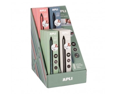 Apli Infinite Pencil Up North Expositor con 20 Packs de Lapiz Infinito HB + Mina de Recambio + Tapon Protector - Para Escribir hasta 16km - Colores Surtidos
