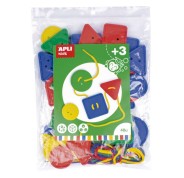 Apli Juego de 48 Botones Ensartables - Formas y Tamaños Variados - Desarrolla Psicomotricidad y Creatividad - Colores Surtidos