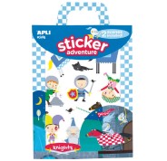 Apli Juego de Pegatinas de Papel Tematica Caballeros - 2 Escenarios 45x20cm - 2 Hojas de Gomets Removibles - Cajita con Asa - Ideal para Viajes - Recomendado +3 Años - Colorido