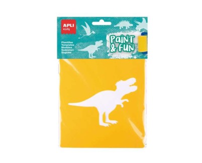 Apli Kids Bolsa de 6 Plantillas de Dinosaurios - 8 Formas de Animales - Polipropileno Flexible - Lavables - Colores Surtidos