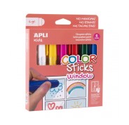 Apli Kids Color Sticks Window Pack 6 Temperas Solidas 6gr - Especiales para Dibujar y Pintar sobre Cristales - Facil Limpieza - Colores Surtidos
