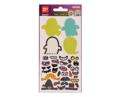 Apli Kids Glow in the Dark Pack con 66 Pegatinas de Halloween - Brillan en la Oscuridad - Destacan por su Incre&iacute;ble Efecto Luminoso
