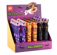 Apli Kids Halloween Expositor con 24 Boligrafos Retractiles Multicolor - 10 Colores de Tinta - 3 Modelos Diferentes