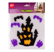 Apli Kids Pack con 7 Pegatinas Jelly de Halloween para Ventanas, Cristales, Espejos etc.. - Diseño Casa Embrujada - Reposicionables - Textura Suave y Flexible - No dejan Residuos