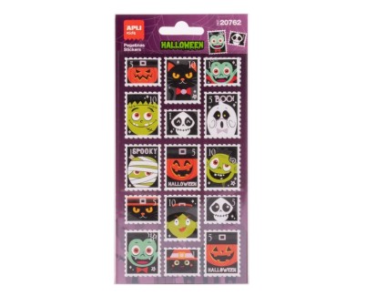 Apli Kids Sellos Pack con 30 Pegatinas de Halloween con Forma de Sello Postal - Perfectas para Decorar Cuadernos, Agendas, etc...