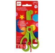 Apli Kids Tijera Preescolar Ergonomica 13cm - Muelle para Apertura Facil - Hojas de Plastico - Punta Redondeada - Ideal para Niños de 3+ - Color Verde