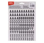 Apli Letras Adhesivas de Palo Mayusculas - Altura 15mm - Pack de 4 Hojas con 468 Letras - Color Negro