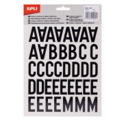 Apli Letras Adhesivas de Palo Mayusculas - Altura 30mm - Color Negro - Pack de 4 Hojas con 153 Letras
