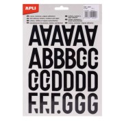 Apli Letras de Palo Mayusculas Adhesivas - Altura 40mm - Pack de 5 Hojas - Color Negro - Facil Identificacion y Señalizacion