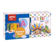Apli Libro de Pegatinas Vocales Educativo - Tamaño 100x100x40 - 10 Paginas de Carton Rigido de 3mm - 5 Hojas de Gomets Removibles - Diseño Infantil con Ilustraciones Coloridas y Divertidas - Colorido