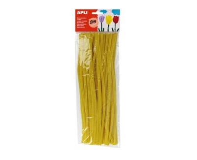 Apli Limpiapipas para Manualidades - Flexibles - Suaves - Tupidos - Facil Manipulacion - Estimula Imaginacion y Creatividad - Desarrolla Psicomotricidad Fina - Color Amarillo