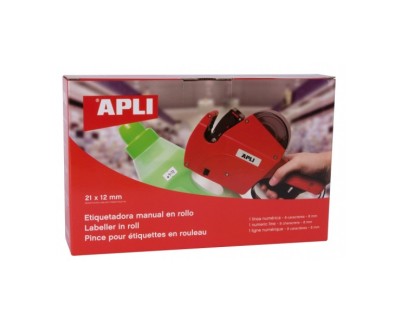 Apli Maquina Etiquetadora de Precios 1 Linea 8 Caracteres - Facil Uso - Cambio Rapido de Digitos - Instalacion Sencilla de Rollo y Cartucho - Correa de Muñeca