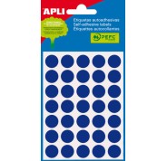 Apli Minibolsa de 175 Etiquetas Redondas Ø 13.0mm - 5 Hojas por 35 Etiquetas - Adhesivo Permanente - Aptas para Escritura con Lapiz, Boligrafo y Rotulador - Color Azul