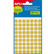 Apli Minibolsa de 175 Etiquetas Redondas Ø 13mm - 5 Hojas por 35 Etiquetas - Adhesivo Permanente - Color Amarillo