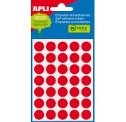 Apli Minibolsa de 175 Etiquetas Redondas Ø 13mm - 5 Hojas por 35 Etiquetas - Adhesivo Permanente - Color Rojo