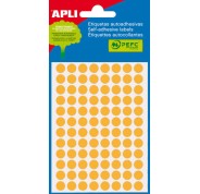 Apli Minibolsa de 288 Etiquetas Redondas Ø 8mm - 3 Hojas por 96 Etiquetas - Adhesivo Permanente - Color Naranja Fluor