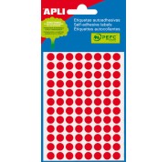Apli Minibolsa de 288 Etiquetas Redondas Ø 8mm - 3 Hojas por 96 Etiquetas - Adhesivo Permanente - Color Rojo Fluor