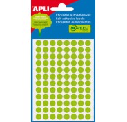 Apli Minibolsa de 288 Etiquetas Redondas Ø 8mm - 3 Hojas por 96 Etiquetas - Adhesivo Permanente - Color Verde Fluor