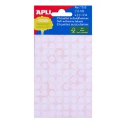 Apli Minibolsa de 480 Etiquetas Redondas Ø 8.0mm - 5 Hojas por 96 Etiquetas - Adhesivo Permanente - Color Blanco