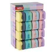 Apli Nordik Bicolor Expositor de 16 Estuches de Silicona Rectangulares Bicolor - Cremallera Repelente al Agua - Medidas 75x185x55mm - Colores Pastel Surtidos