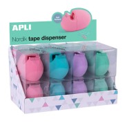 Apli Nordik Collection Dispensadores de Cinta Adhesiva - Medida 60x70x120mm - 8 Portarrollos de Diferentes Colores - Textura Suave y Tacto Agradable - Compatible con Rollos de 19mmx33M