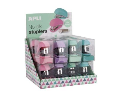 Apli Nordik Collection Grapadora Peque&ntilde;a - Grapas N&ordm;22/6-24/6 - Cada Grapadora Incluye 1.000 Grapas - Colores Surtidos