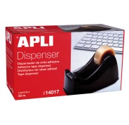 Apli Office Porta Cinta para Rollos de 33mm - Cuchilla Metalica Dentada - Facil de Usar - Resistente y Duradero - Color Negro