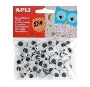Apli Ojos Moviles Adhesivos Ovalados - Gran Poder de Adhesion - Versatiles para Multiples Superficies - Ideales para Manualidades y Talleres Infantiles - Color Negro
