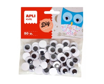 Apli Ojos Moviles Adhesivos Redondos - Gran Adhesion - Versatiles para Manualidades - Ideal para Escuelas y Talleres Infantiles - Color Negro