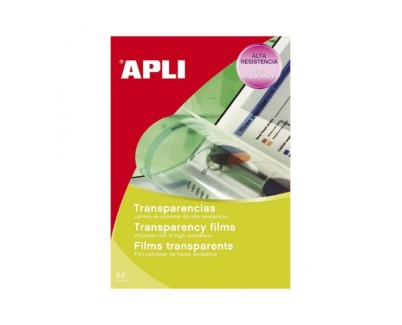 Apli Pack con 100 Transparencias de Poliester A4 para Impresoras Inkjet - Alta Calidad de Reproduccion - Gran Claridad - Secado Rapido - Alta Resistencia y Termo Estabilidad - Compatibles con Impresoras Populares