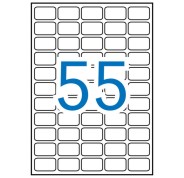 Apli Pack con 5.500 Etiquetas Rectangulares 36.8 x 23.8mm - 100 Hojas por 55 Etiquetas - Adhesivo Removible - Cantos Romos - Color Blanco