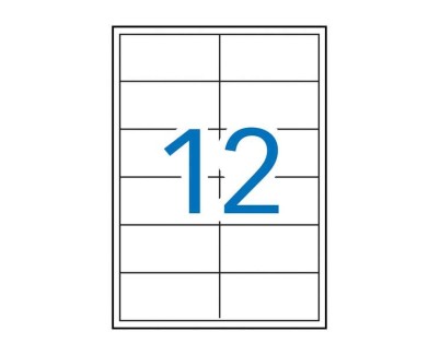 Apli Pack de 1.200 Etiquetas Rectangulares 97x42,4mm - 100 Hojas por 12 Etiquetas - Cantos Rectos - Adhesivo Removible - Permite Retirar sin dejar Rastro - Color Blanco