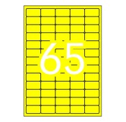 Apli Pack de 1.300 Etiquetas Amarillo Fluorescente 38.1x21.2mm - 20 Hojas x 65 Etiquetas - Adhesivo Permanente - Cantos Rectos