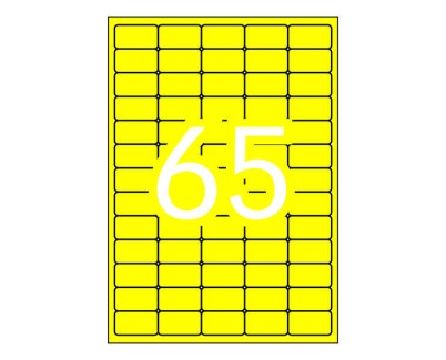 Apli Pack de 1.300 Etiquetas Amarillo Fluorescente 38.1x21.2mm - 20 Hojas x 65 Etiquetas - Adhesivo Permanente - Cantos Rectos