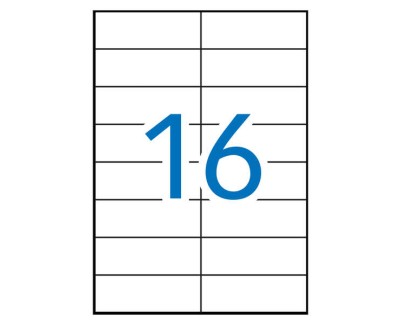 Apli Pack de 1.600 Etiquetas Azules Rectangulares 105x37mm - 100 Hojas por 16 Etiquetas - Adhesivo Permanente - Cantos Rectos
