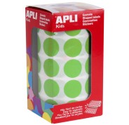 Apli Pack de 1.770 Gomets Redondos Ø 20mm - 59 Hojas Pretroqueladas - Adhesivo Permanente - Ideal para Escuelas Infantiles y Colegios - Color Verde Claro