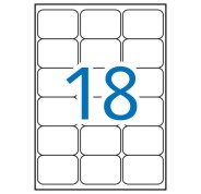 Apli Pack de 1.800 Etiquetas Rectangulares 63,5x46,6mm - 100 Hojas por 18 Etiquetas - Adhesivo Permanente - Cantos Romos - Color Blanco