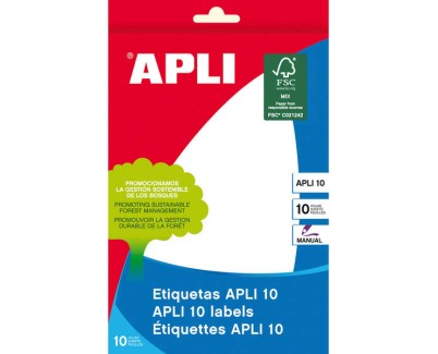 Apli Pack de 10 Etiquetas 105x149mm - Adhesivo Permanente - Cantos Romos - Color Blanco