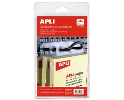 Apli Pack de 100 Colgadores Autoadhesivos Eurohole 34x48mm - Ideal para Productos de Bajo y Medio Peso