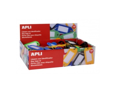 Apli Pack de 100 Llaveros con Etiqueta - Facil Apertura - Ideal para Oficinas, Almacenes y Hogar - Colores Surtidos