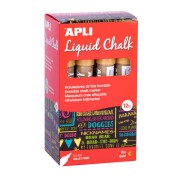 Apli Pack de 12 Rotuladores de Tiza Liquida - Punta Redonda - Ideal para Pizarras, Plastico, Vinilos, Metal, Etc - Facil de Borrar - Secado Rapido - Color Oro