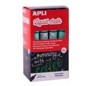 Apli Pack de 12 Rotuladores de Tiza Liquida - Punta Redonda - Ideal para Pizarras, Plastico, Vinilos, Metal, Etc - Facil de Borrar - Secado Rapido - Color Verde Pastel